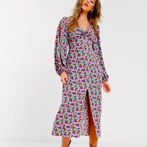 Top Shop | Twisted Flower puffy sleeves dress